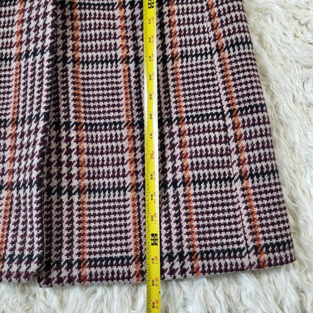 J Crew Single Breasted Topcoat Cabernet Plaid Coat - Size 6 - Picture 12 of 16